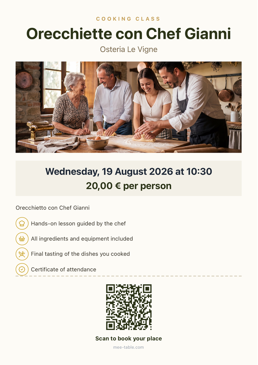 The Cooking Class flyer, ready to print