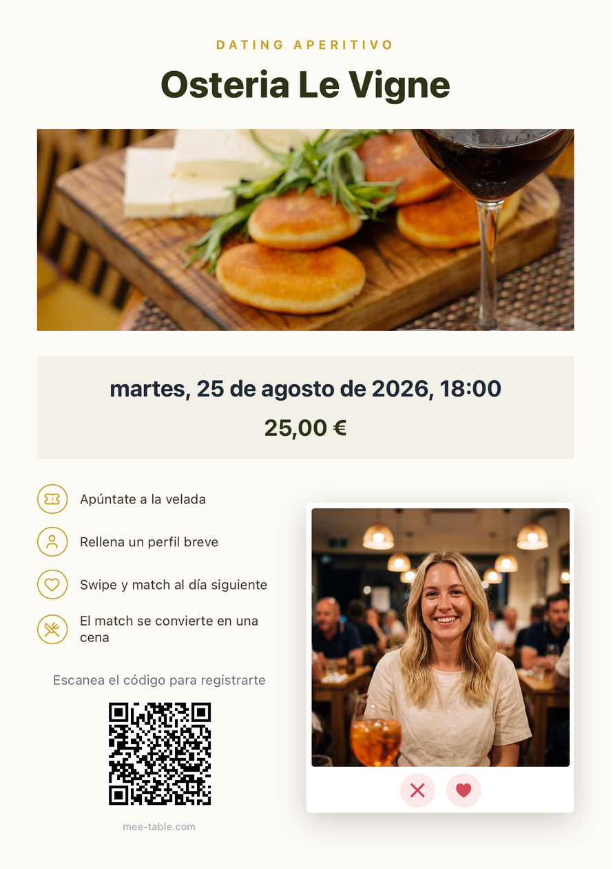 El folleto del Dating Aperitivo, listo para imprimir